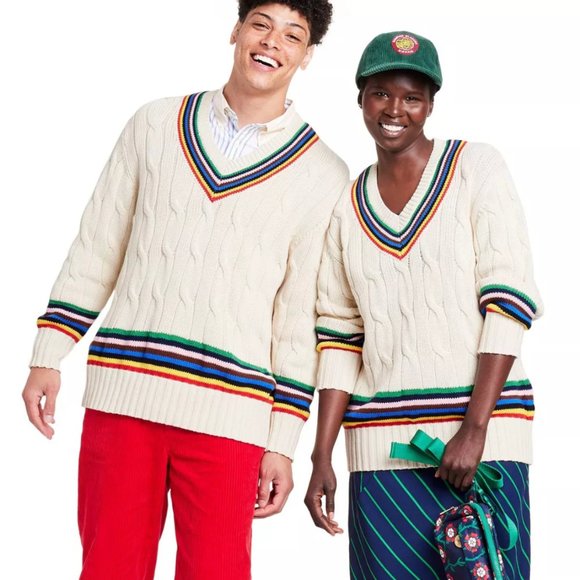 Croquet Stripe Cable Knit Sweater - Rowing Blazers x Target NWT - Picture 1 of 11
